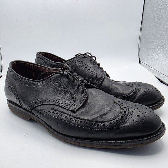 Allen Edmonds Road Warrior Mens Size 9.5 Black Wing Tip Brogue Derby Dress - Picture 1 of 13